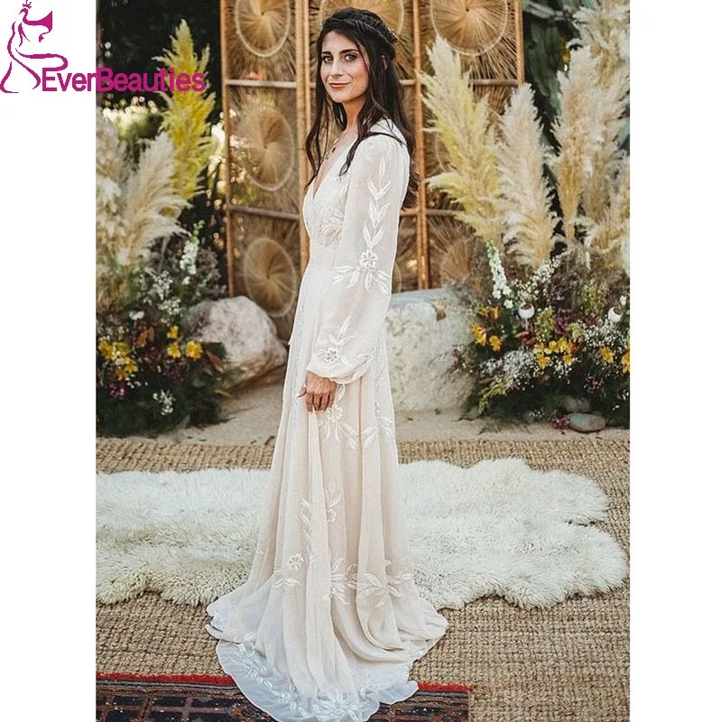 Vestidos De Novia Boho Wedding Dresses for Bride Long Sleeves Chiffon Beach Bride Dress 2023 V-Neck Robe De Mariee Wedding Gown
Vestidos De Novia Boho Wedding Dresses for Bride Long Sleeves Chiffon Beach Bride Dress 2023 V-Neck Robe De Mariee Wedding Gown