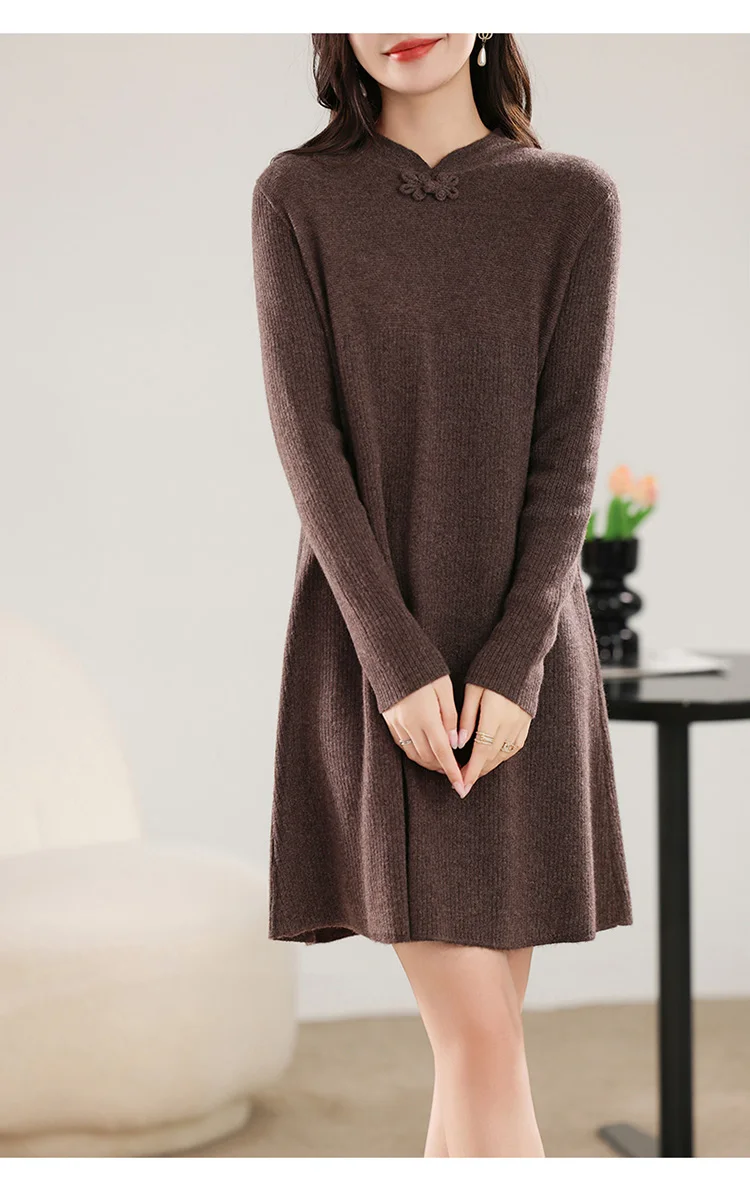 فستان نسائي طويل محبوك ، صوف ميرينو ، فستان تنحيف ، الأكثر مبيعًا في الشتاء والخريف ، جديد فستان نسائي طويل محبوك ، صوف ميرينو ، فستان تنحيف ، الأكثر مبيعًا في الشتاء والخريف ، جديد