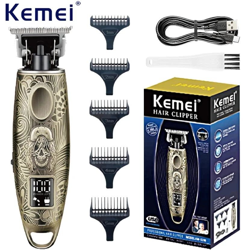 

Kemei KM-3298 Metal Housing Cordless Hair Trimmer Professional Beard Hair Clipper For Men Electric Haircut Machine Lithium Batte