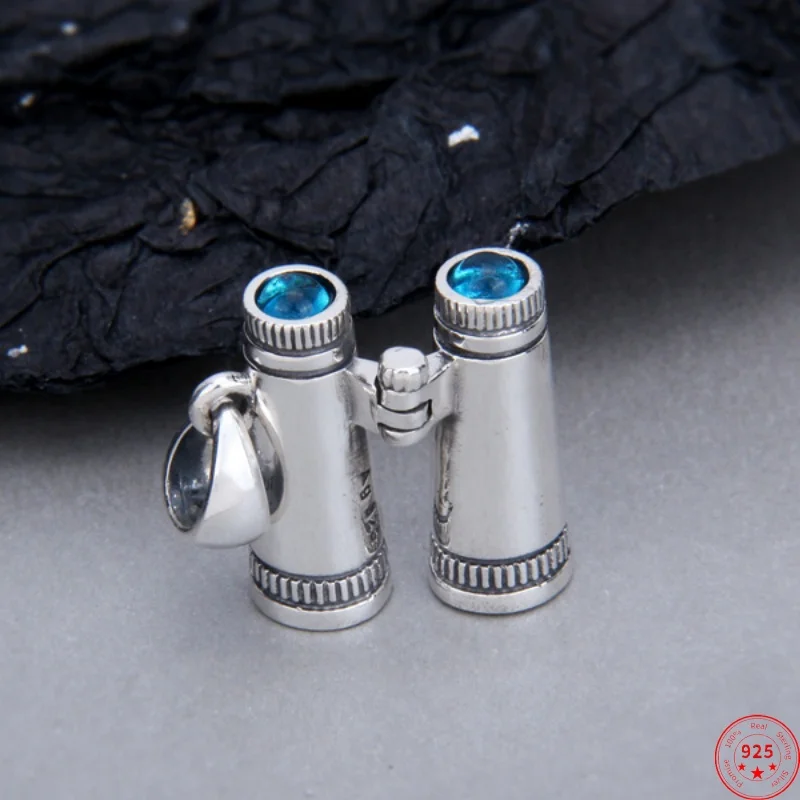 S925 Sterling Silver Charms Pendants for Women Men New Blue lens Rotatable Binoculars Jewelry Free Shipping
S925 Sterling Silver Charms Pendants for Women Men New Blue lens Rotatable Binoculars Jewelry Free Shipping