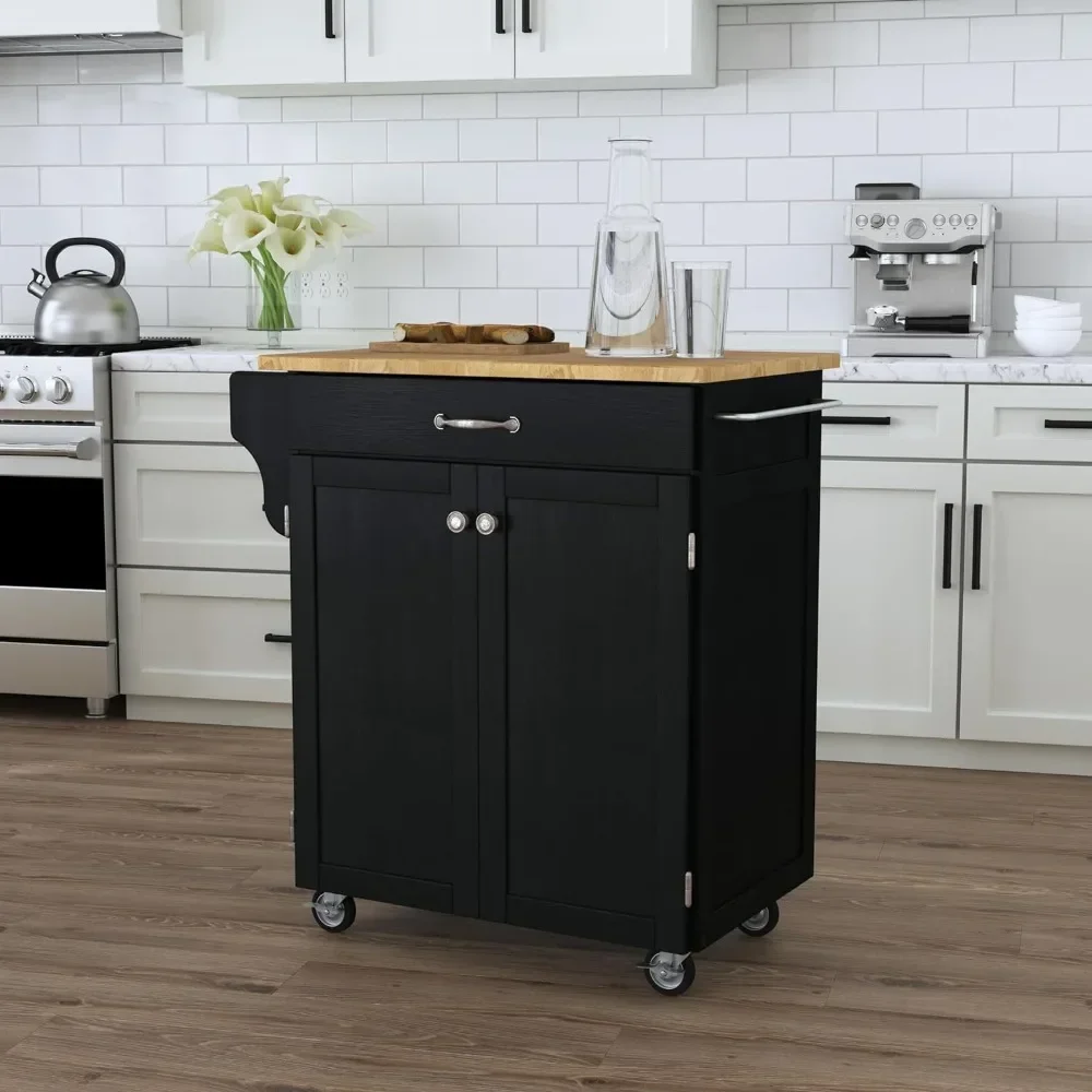 

Black Auxiliary Car With Wheels Cuisine Kitchen Cart Wood Top Storage Trolley Carts for Tea and Coffee Push Cart Dolly Islands