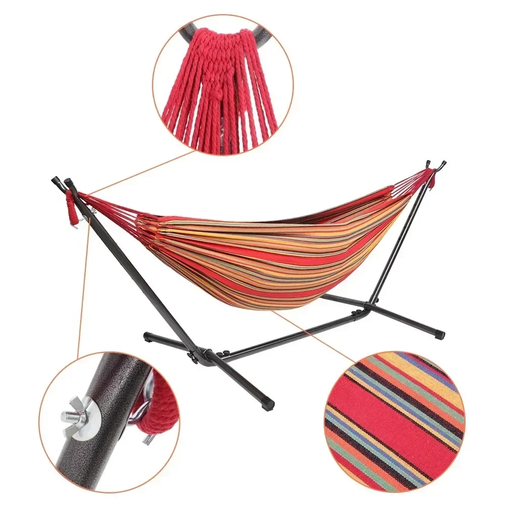 2-Person Hammock with Space Saving Steel Stand and Portable Carrying Bag, 48"W x 120" L, Red
2-Person Hammock with Space Saving Steel Stand and Portable Carrying Bag, 48"W x 120" L, Red