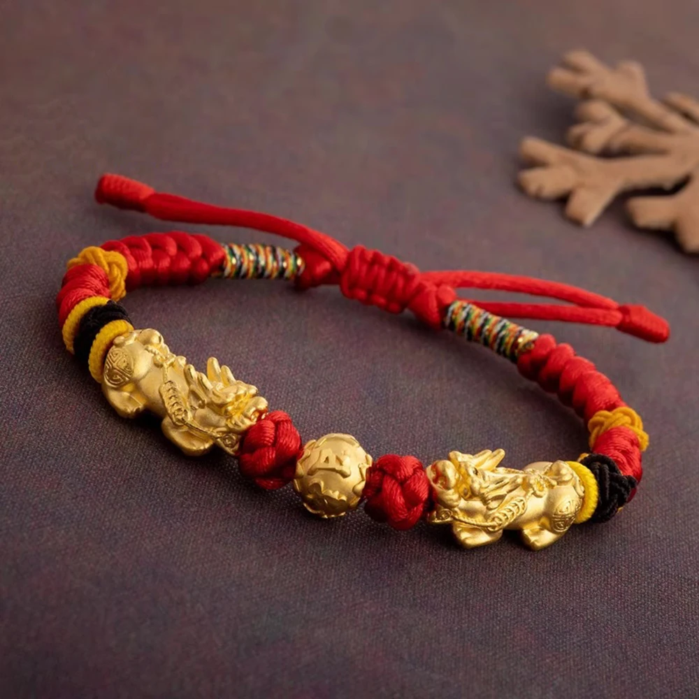 New Real 999 24K Yellow Gold 3D Lucky Coin Pixiu Six Words Motto Bead Red Cord Knitted Bracelet
New Real 999 24K Yellow Gold 3D Lucky Coin Pixiu Six Words Motto Bead Red Cord Knitted Bracelet