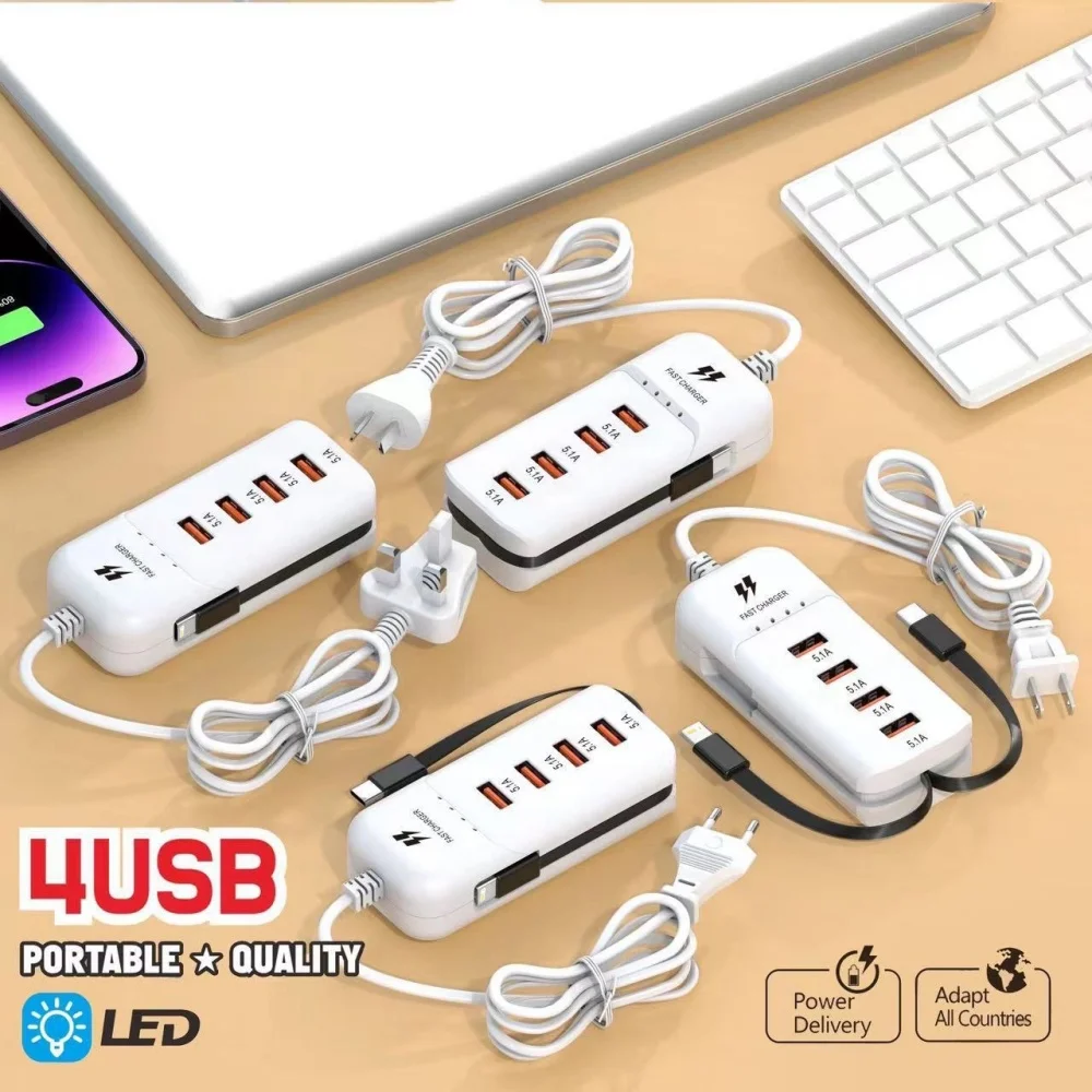 66W, 4 USB Charger, PD USB Hub, Adapter, Fast Charging Power Socket with Type C Cable Wall Charger for iPhone, Samsung, Xiaomi, Huawei 8 Mallzona Sdc1b81b912ed40929f6b24f187378379J 66W, 4 USB Charger, PD USB Hub, Adapter, Fast Charging Power Socket with Type C Cable Wall Charger for iPhone, Samsung, Xiaomi, Huawei Mallzona