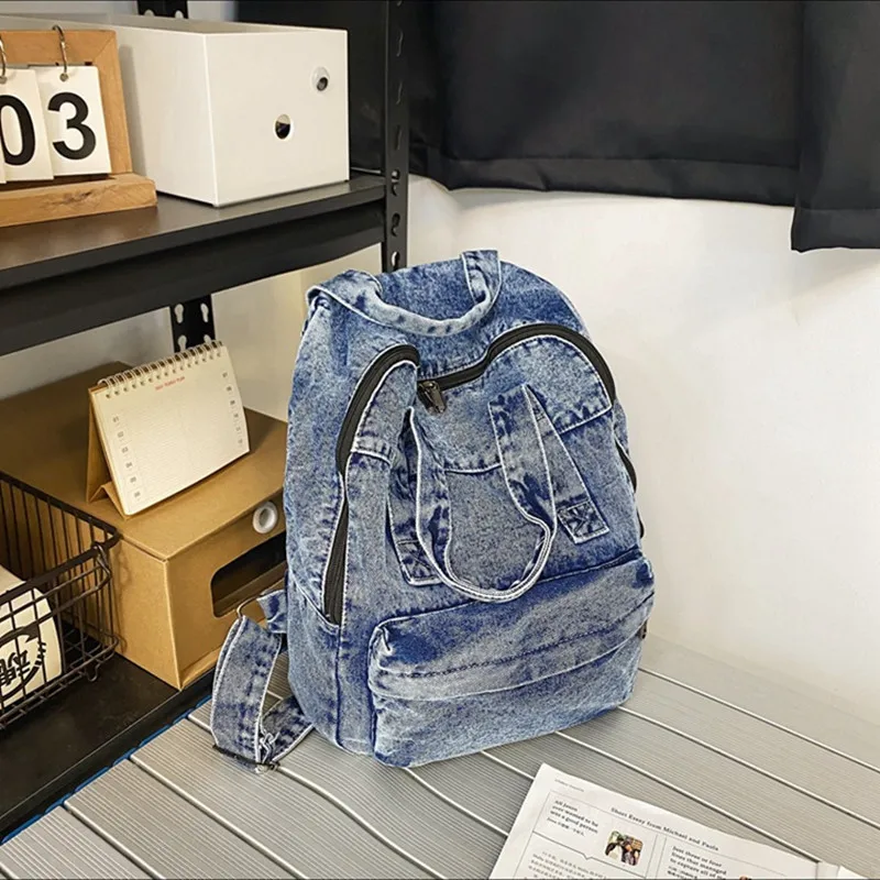 Vintage Denim Women's Backpack Large Capacity Student School Bags For Girls Casual Ladies Travel Backpack
Vintage Denim Women's Backpack Large Capacity Student School Bags For Girls Casual Ladies Travel Backpack