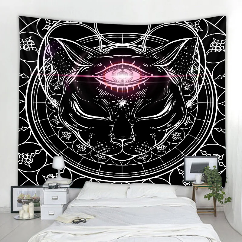 

Mandala Fantasy Cat Tapestry Tarot Card Wall Hanging Astrology Divination Witchcraft Room Decoration Decorative Tapestry