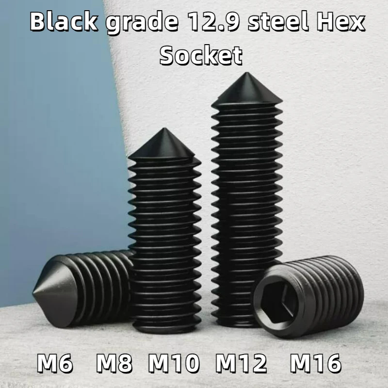 1-50PCS Black grade 12.9 steel Hex Socket Cone Point Grub Set Screw Allen Head Tapered End Bolt
1-50PCS Black grade 12.9 steel Hex Socket Cone Point Grub Set Screw Allen Head Tapered End Bolt