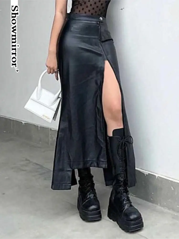 pu Leather Sexy High Split Mermaid Skirt gothic black long skirt Punk Low Waist Pu slip Skirts High Streetwear Vintage Clubwear
pu Leather Sexy High Split Mermaid Skirt gothic black long skirt Punk Low Waist Pu slip Skirts High Streetwear Vintage Clubwear