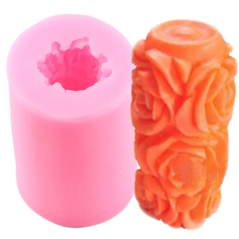 

3D Rose Flower Handmade Candle Mold Silicone Fondant Cake Decorating Tools Chocolate Gumpaste Moulds Polymer Clay Soap Molds