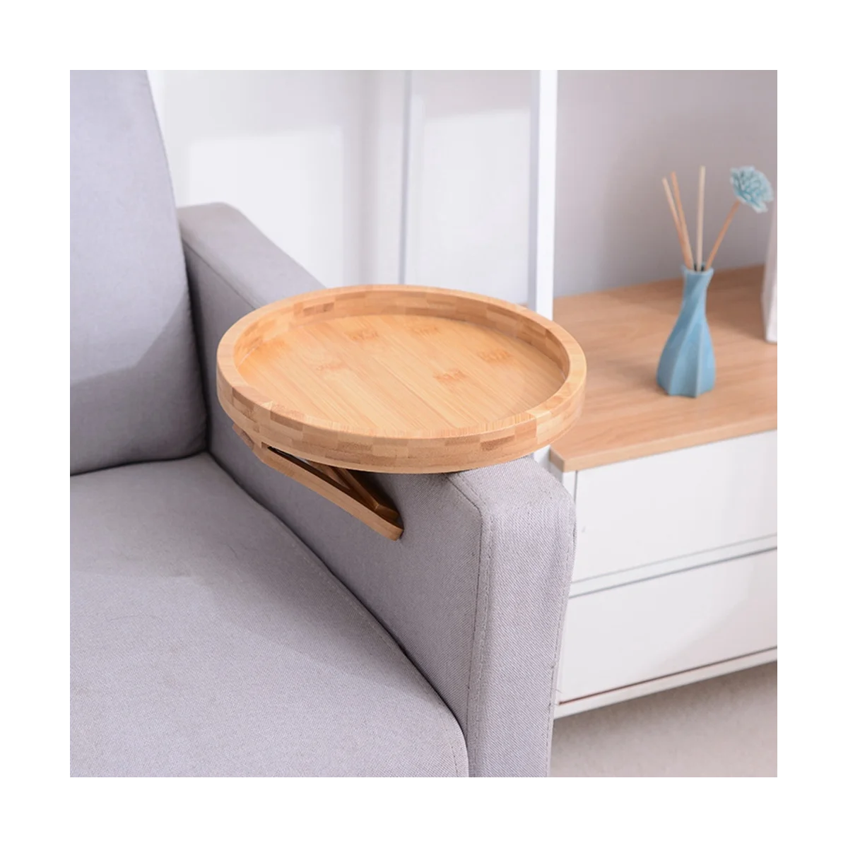 

Sofa Tray Table Sofa Armrest Clip-on Tray Wood Sofa Tray Practical TV Snack Tray for Remote Control Coffee Snacks