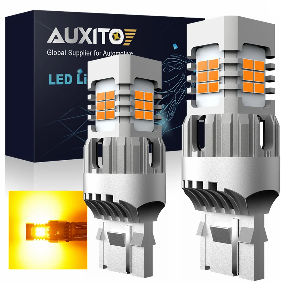 

AUXITO 2Pcs No Hyper Flash 7440 LED Bulb T20 W21W WY21W 7440NA 7440 LED Turn Signal Light Bulbs Canbus Error Free Car Lamp Amber