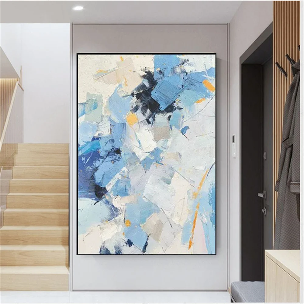 

Pure Hand-Painted Geometric Linear Graphics Abstract Canvas Oil Painting Family Minimalism Study Closet Porch Modern Wall Art