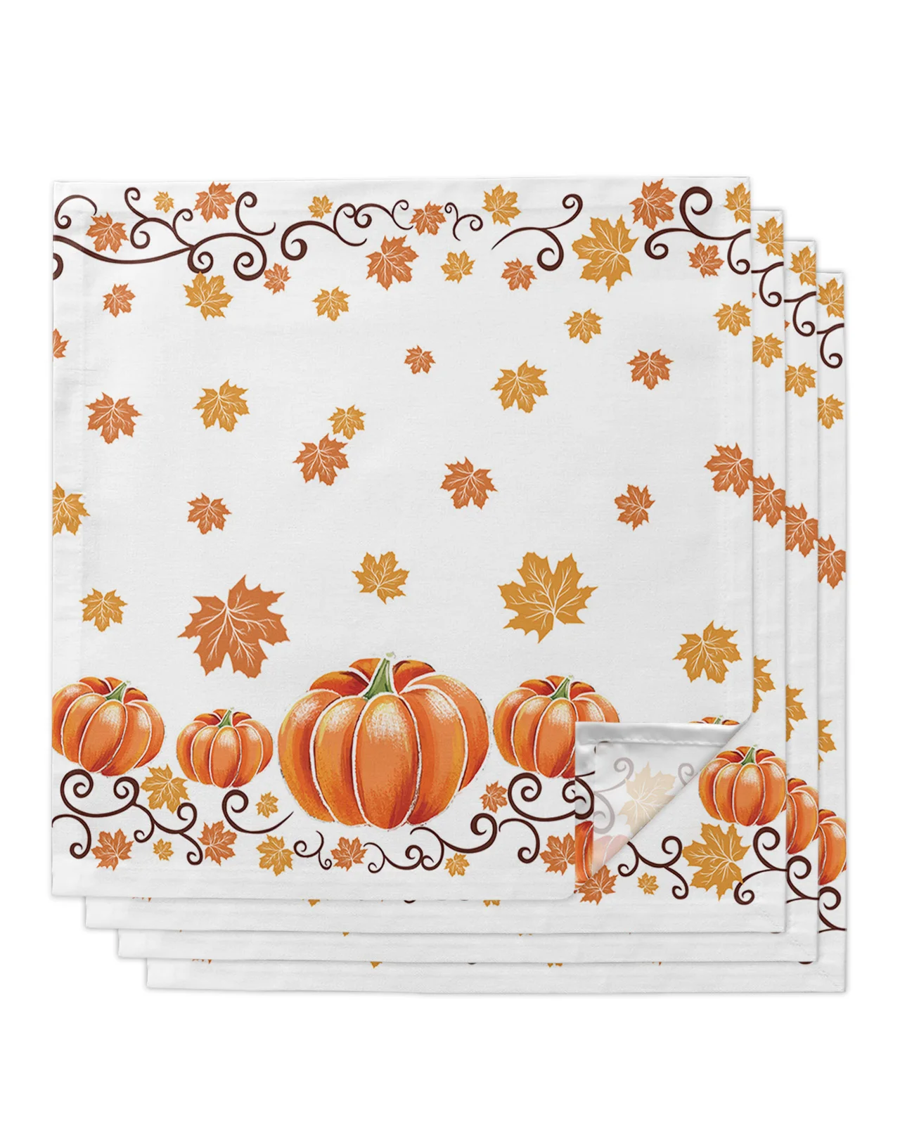 

Осенний акварельный Настольный платок с Тыквой и кленовыми листьями, настольный платок, свадебная салфетка для вечеринки, праздничные банкетные чайные салфетки
