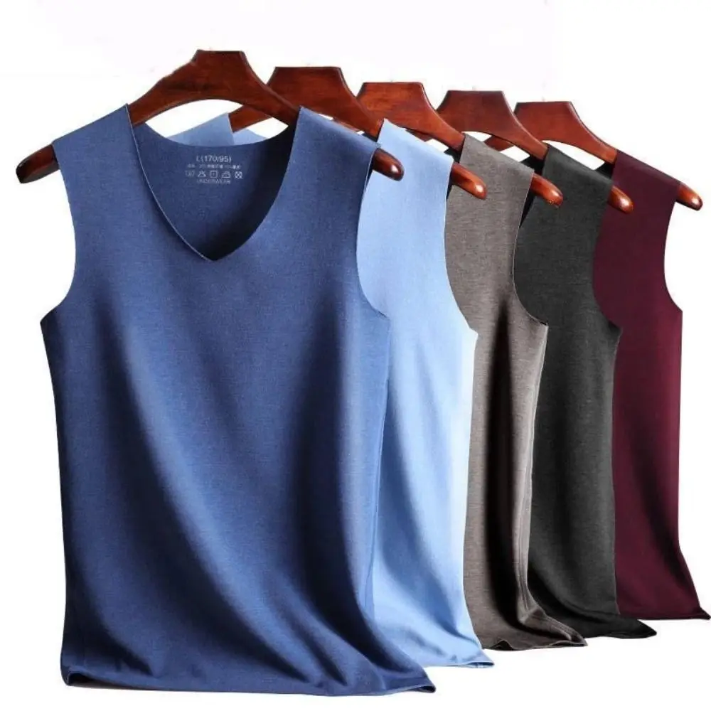 

Inside Clothes Camisoles Solid Color Self Heating Undershirts Men Vest Korean Style Bottoming Shirt German Fleece Tanks