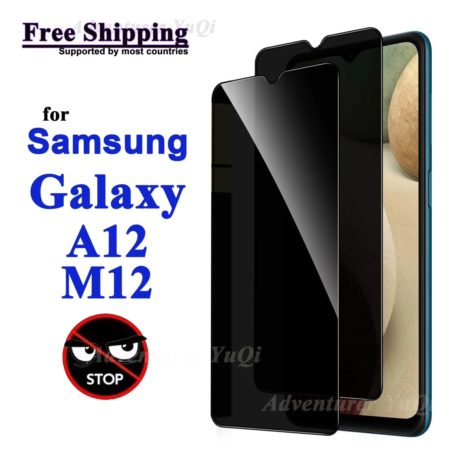 

Anti Spy Screen Protector For Galaxy A12 M12 Samsung, Tempered Glass Privacy Anti Peep Scratch 9H Case Friendly Free Shippin
