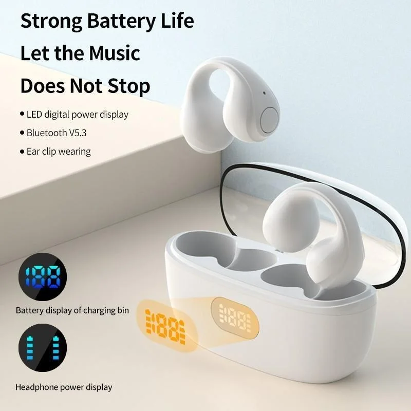 

9D TWS Bluetooth5.3 Earbuds,No Pain True Wireless Stereo Earclip Headset,Sport Headphones,Noise Reduction Bluetooth Earphones