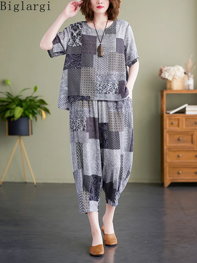 Женский комплект из 2 предметов, клетчатая Футболка с принтом + брюки до щиколотки, повседневные винтажные хлопковые брюки в Корейском стиле, лето 2024
Женский комплект из 2 предметов, клетчатая Футболка с принтом + брюки до щиколотки, повседневные винтажные хлопковые брюки в Корейском стиле, лето 2024