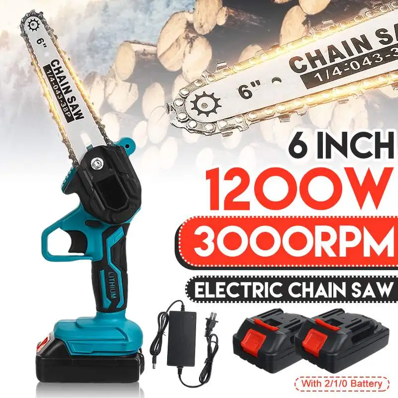 1200W 6 Inch Mini Cordless Chainsaw Rechargeable Pruning Electric Saw Tree Branches Logging Wood Cutter For Makiita 18V Battery
1200W 6 Inch Mini Cordless Chainsaw Rechargeable Pruning Electric Saw Tree Branches Logging Wood Cutter For Makiita 18V Battery