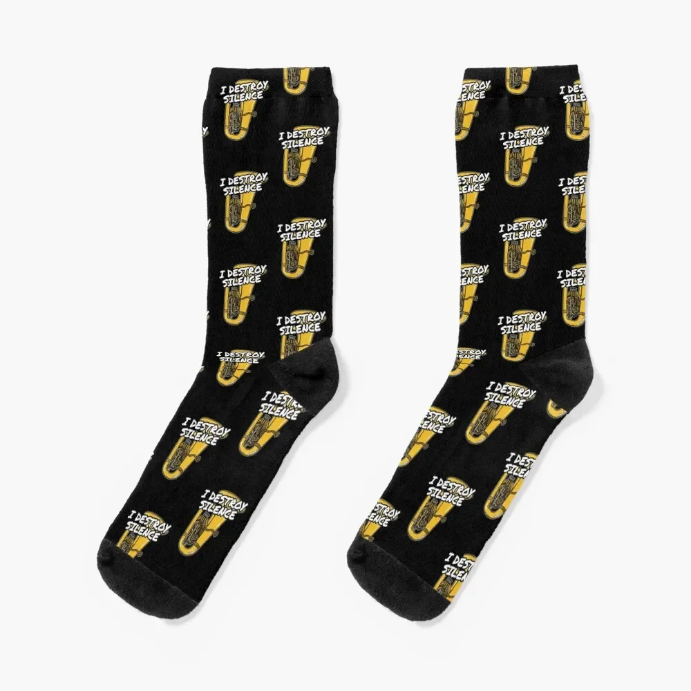 

I Destroy Silence Tuba Player Tubaist Brass Musician Socks Toe sports gift Stockings compression Luxury Woman Socks Men's