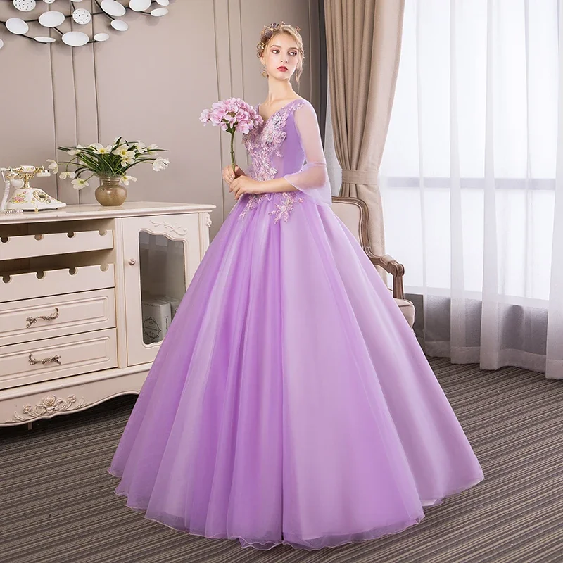 Princess Lilac Long Sleeves Ball Gown Quinceanera Dresses Crystal Birthday Party 3D Flowers Sweet 16 Dress Vestidos De 15 Años
Princess Lilac Long Sleeves Ball Gown Quinceanera Dresses Crystal Birthday Party 3D Flowers Sweet 16 Dress Vestidos De 15 Años