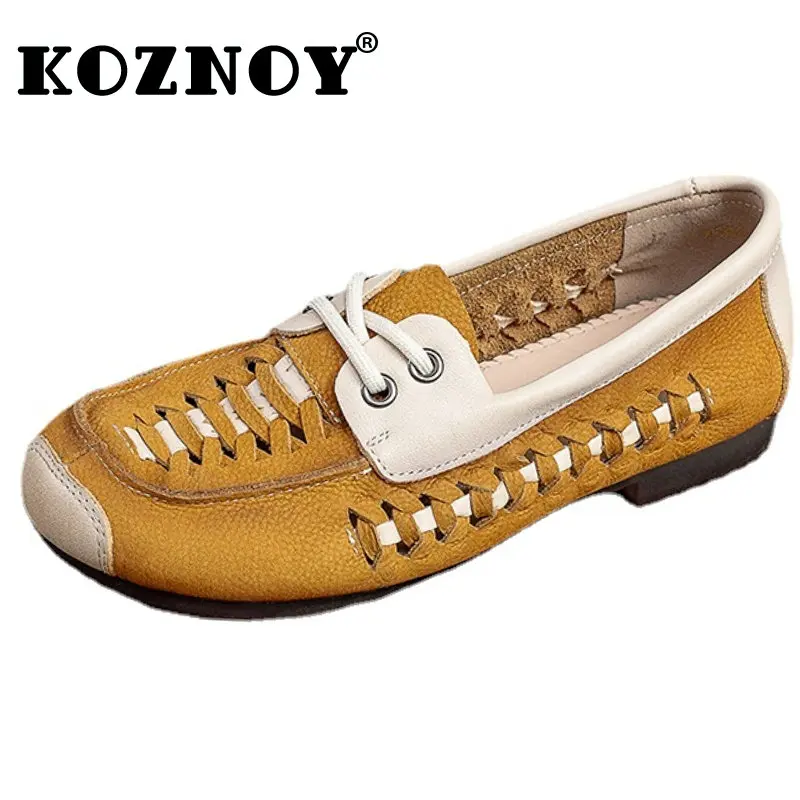Koznoy 2cm Weave Genuine Leather Comfy Moccasins Retro Cow Suede Soft Soled Flats Loafers Round Toe Summer Lace Up Women Shoes
Koznoy 2cm Weave Genuine Leather Comfy Moccasins Retro Cow Suede Soft Soled Flats Loafers Round Toe Summer Lace Up Women Shoes
