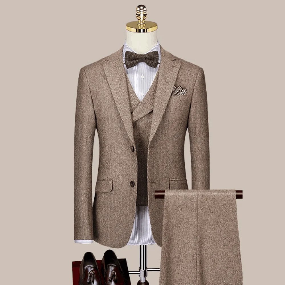Full Men's Suit High-end Peak Lapel Solid Color Male Suit Groom Wedding Casual Tuxdeo Chic Slim Fit 3 Piece (Jacket+Vest+Pants)
Full Men's Suit High-end Peak Lapel Solid Color Male Suit Groom Wedding Casual Tuxdeo Chic Slim Fit 3 Piece (Jacket+Vest+Pants)