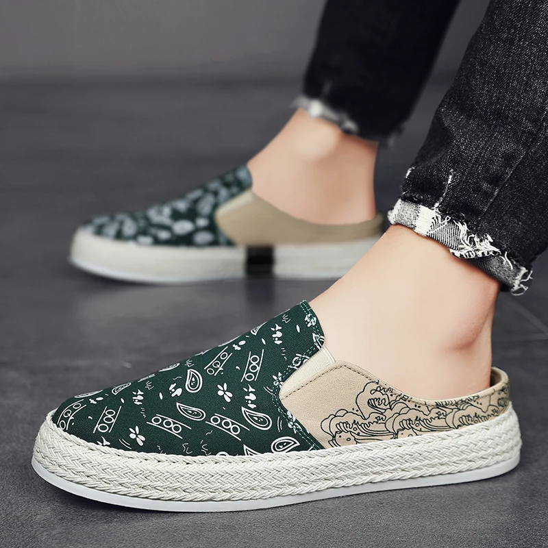 Half Shoes For Men Mules Canvas Flat Slippers Summer Backless Loafers Fashion Man Slides Mens Casual Fisherman Shoes Slippers
Half Shoes For Men Mules Canvas Flat Slippers Summer Backless Loafers Fashion Man Slides Mens Casual Fisherman Shoes Slippers