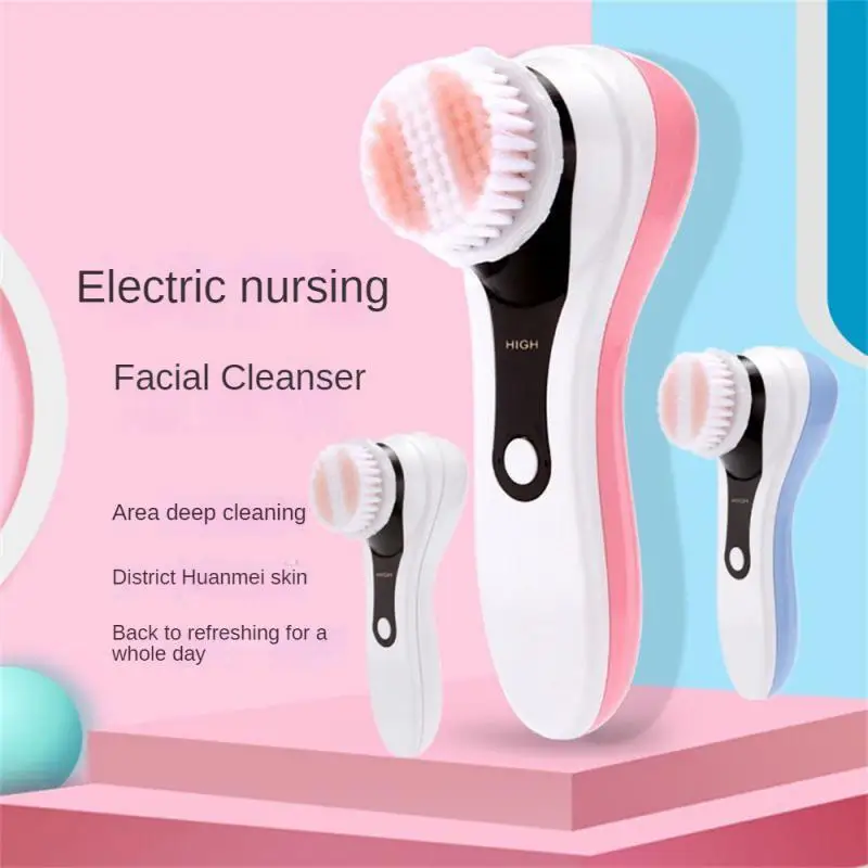 

5-In-1 Electric Facial Cleanser Beauty Instrument Face Washing Instrument Silicone Pore Cleaning Powered Facial Cleansing Device