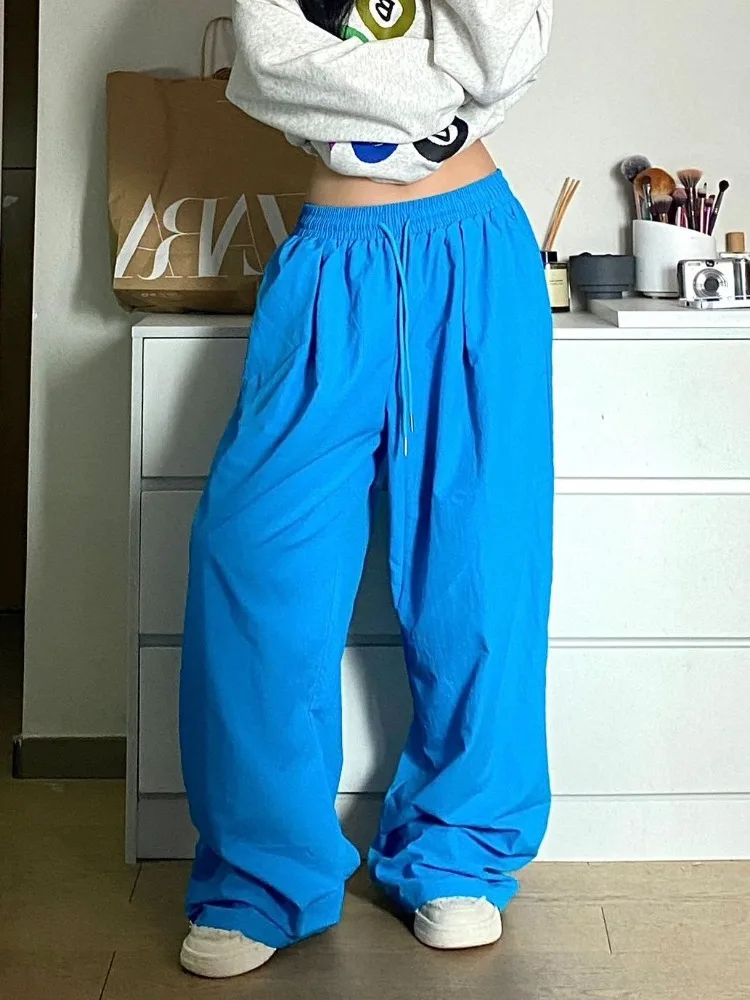 

HOUZHOU Y2K Hippie Blue Baggy Sweatpants Women Kpop Streetwear Oversize Jogging Track Sports Pants Harajuku Korean Wide Trousers