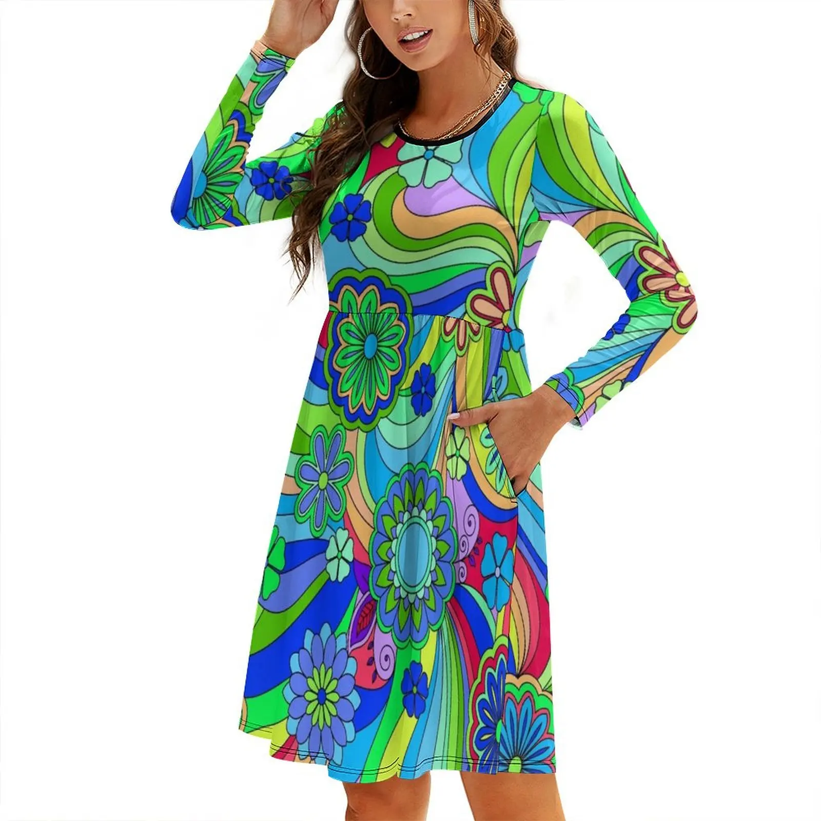 Hippy Trippy Flower Power Pattern Round Neck Baggy Dress Dress women elegant dresses for women women clothing 2024 new arrivals
Hippy Trippy Flower Power Pattern Round Neck Baggy Dress Dress women elegant dresses for women women clothing 2024 new arrivals