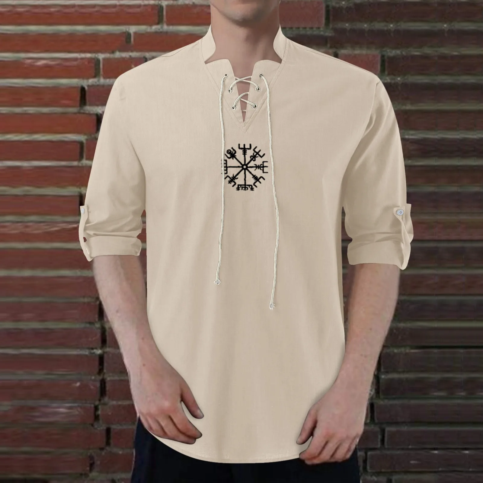 Shirts Lace Up Linen Tops Mens Cotton Linen Vintage Hoodless Drawstrings Shirts Long Sleeve Vintage Medieval Loose Camisa Hombre
Shirts Lace Up Linen Tops Mens Cotton Linen Vintage Hoodless Drawstrings Shirts Long Sleeve Vintage Medieval Loose Camisa Hombre
