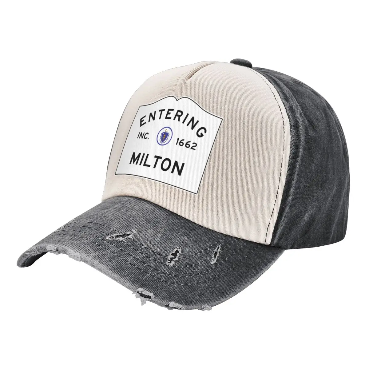 

Entering Milton Massachusetts - Commonwealth of Massachusetts Road SignCap Baseball Cap Trucker Hat sun hat Caps Women Men's