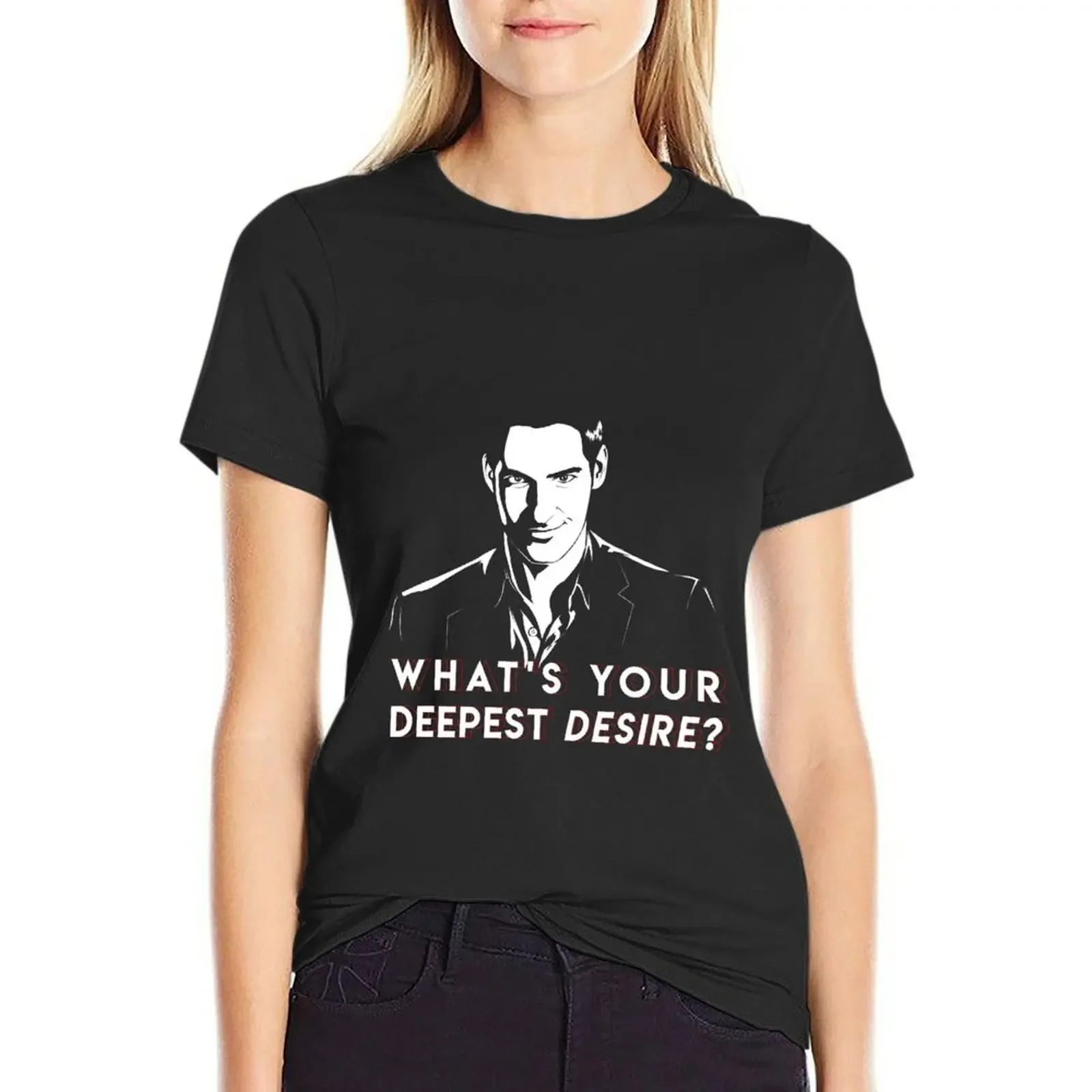 Lucifer M. What's your deepest desire T-Shirt funny anime clothes female vintage clothes Women tops
Lucifer M. What's your deepest desire T-Shirt funny anime clothes female vintage clothes Women tops