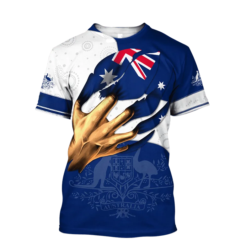Мужская футболка с 3D-принтом австралийского флага, топы с круглым вырезом, модная летняя футболка с коротким рукавом, мужская одежда оверсайз, пуловер, 2024
Мужская футболка с 3D-принтом австралийского флага, топы с круглым вырезом, модная летняя футболка с коротким рукавом, мужская одежда оверсайз, пуловер, 2024