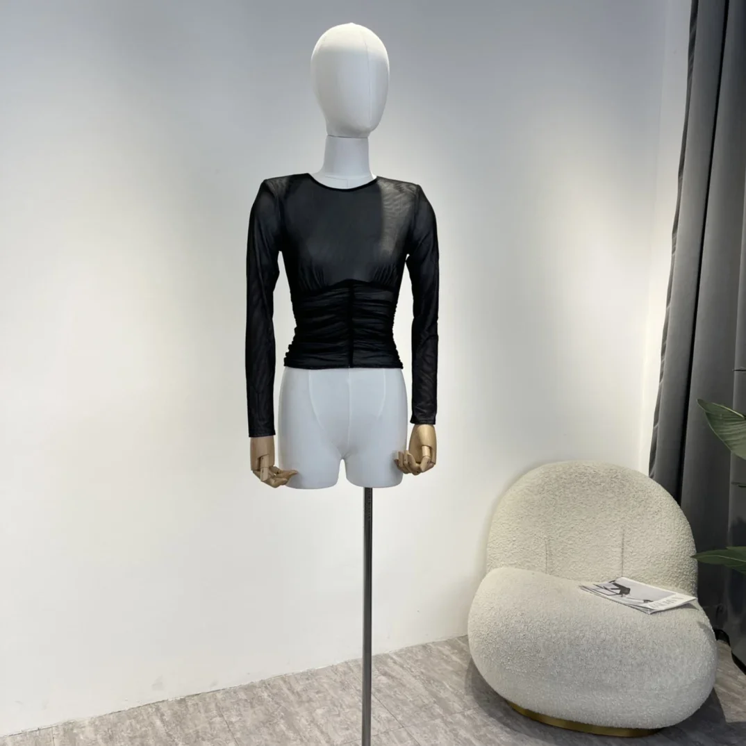 See Through Black Tulle Tops 2022 Autumn High Quality Ladies Vintage Ruched Long Sleeve Pullover
See Through Black Tulle Tops 2022 Autumn High Quality Ladies Vintage Ruched Long Sleeve Pullover