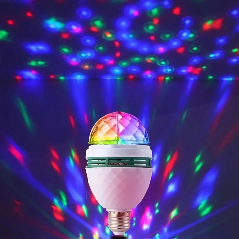

Birthday Party E27 Colorful Auto Rotating RGB LED Stage Light Effect Disco Lamp Crystal Magic Ball Club Bulb DJ AC 85-265V