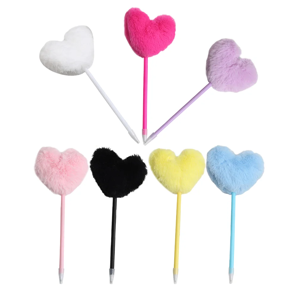 

Writing Pen Fluffy Ball Pen Decorative Fuzzy Ball Heart Pen Decorative Heart Shape Pom Pom Pen Mix Color