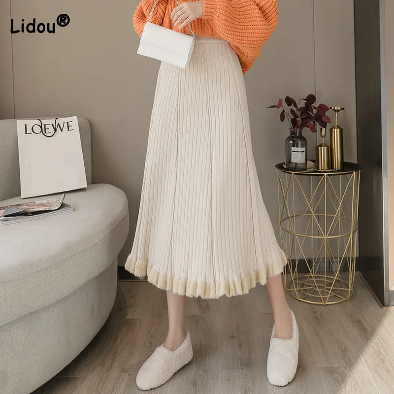 Autumn Winter Temperament A-Line Solid Color Knitted Tassel Skirt Elegant Fashion Elastic High Waist Skirts Women's Clothing
Autumn Winter Temperament A-Line Solid Color Knitted Tassel Skirt Elegant Fashion Elastic High Waist Skirts Women's Clothing
