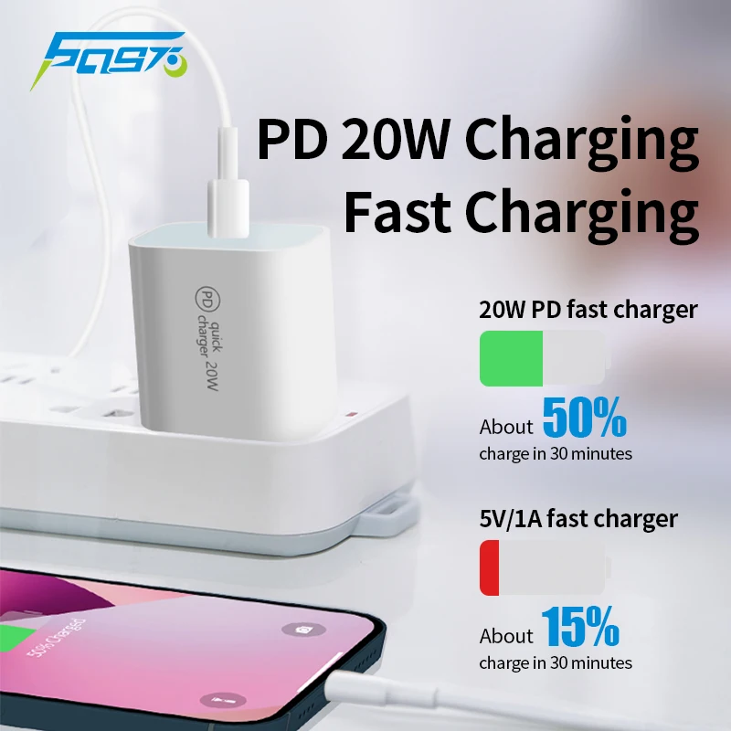 

PD 20W Fast Charger Single USB Type C Chargers UK AU US EU Plug QC 3.0 Quick Charging Adapter White High Speed iPhone 12 13 Head