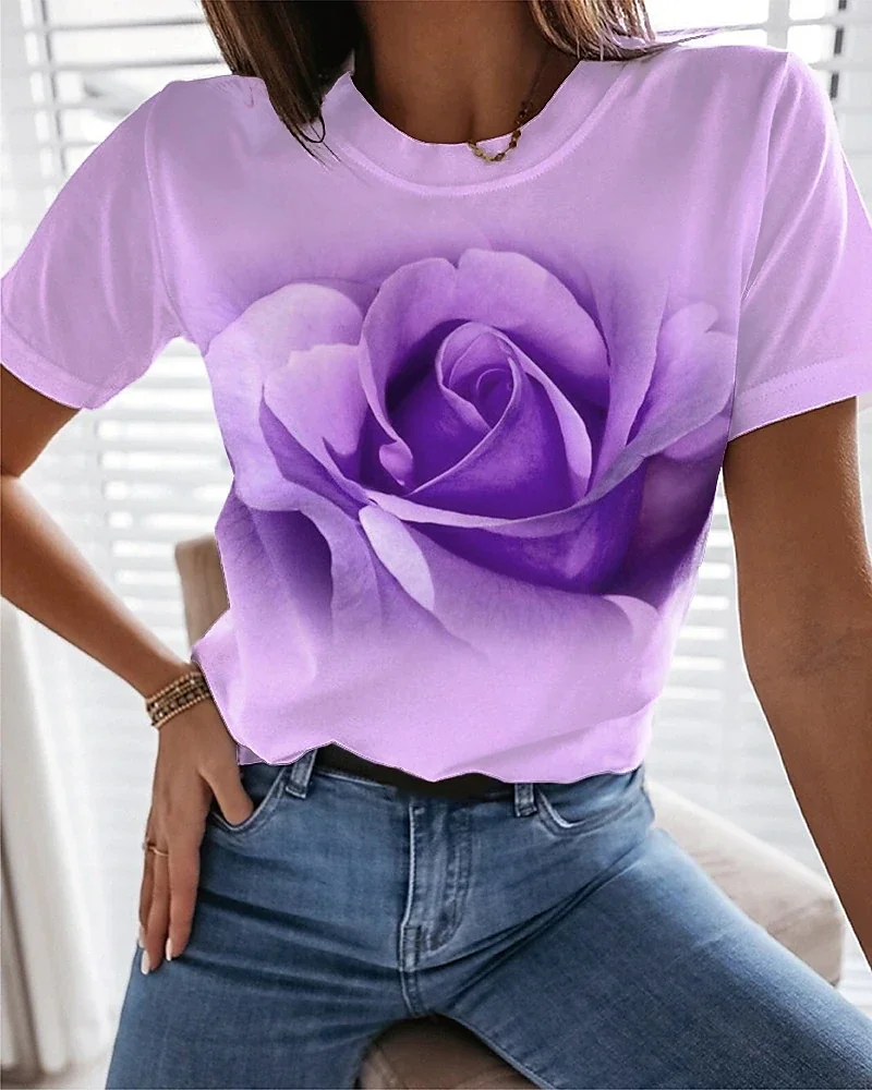 Rose Flower Graphic T Shirt Fashion Trend Women's Short Sleeve Shirts Casual O-neck Tees Streetwear graphic tees women
Rose Flower Graphic T Shirt Fashion Trend Women's Short Sleeve Shirts Casual O-neck Tees Streetwear graphic tees women