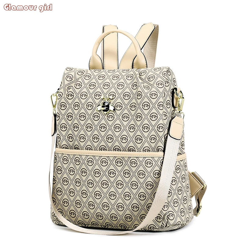 

2024 Large Capacity Anti Theft Backpacks Fashion Printed PVC Backpack Mommy Travel Bags Women's Small Brand Designer School Bags