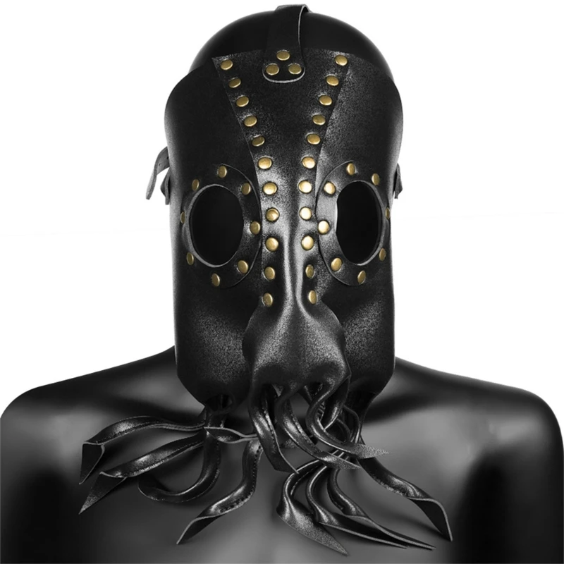 

Octopus Devil Mask Halloween Cosplay Steampunk Costume PU Leather Masks R7RF