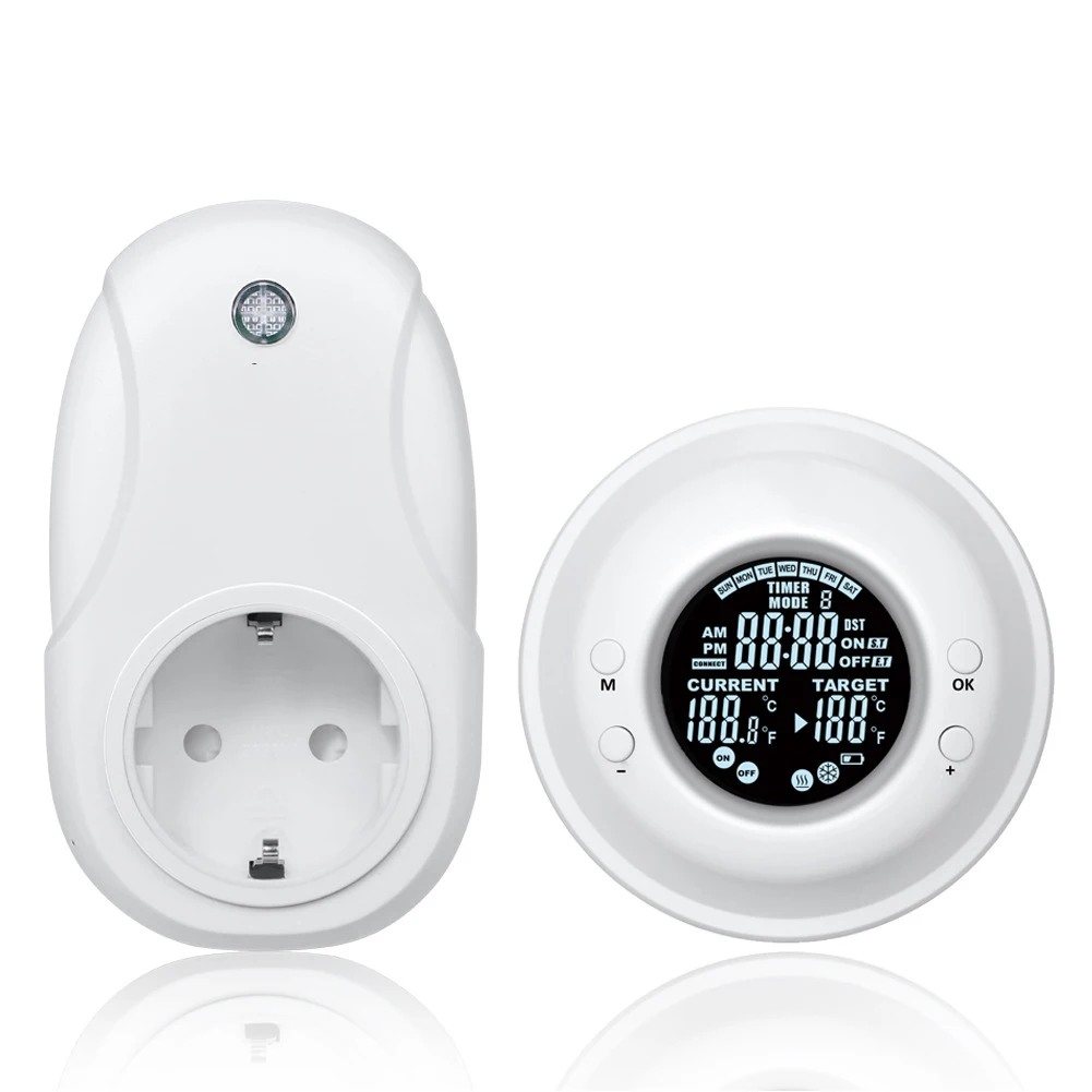 Smart Wireless Thermostat Plug in Socket Heating Cooling Program Advanced Timer and Thermostat Features Energy Saving
Smart Wireless Thermostat Plug in Socket Heating Cooling Program Advanced Timer and Thermostat Features Energy Saving