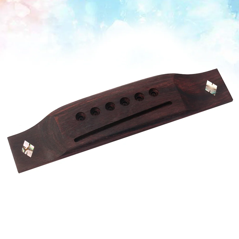 

Rosewood Saddle Through Slotted Folk Guitar Bridge with Seashell Decor for Martin Type Classical Guitar Replacement