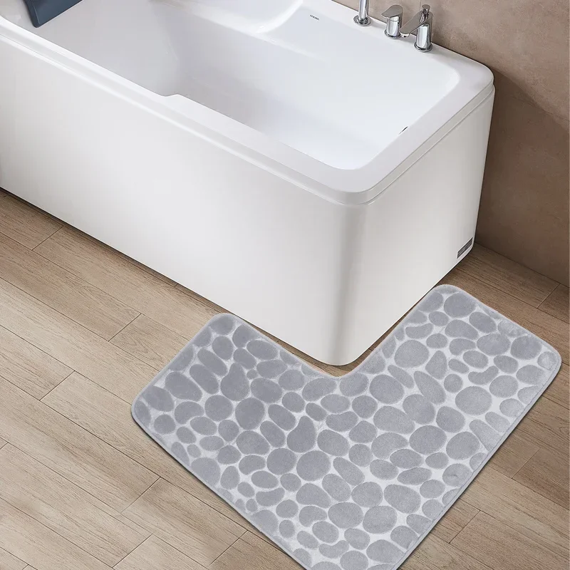 New Cobblestone Non-slip Bathroom Mat L-shaped Corner Toilet Mat Machine Washable Soft Absorbent WC Floor Mat Bath Shower Mats New Cobblestone Non-slip Bathroom Mat L-shaped Corner Toilet Mat Machine Washable Soft Absorbent WC Floor Mat Bath Shower Mats
