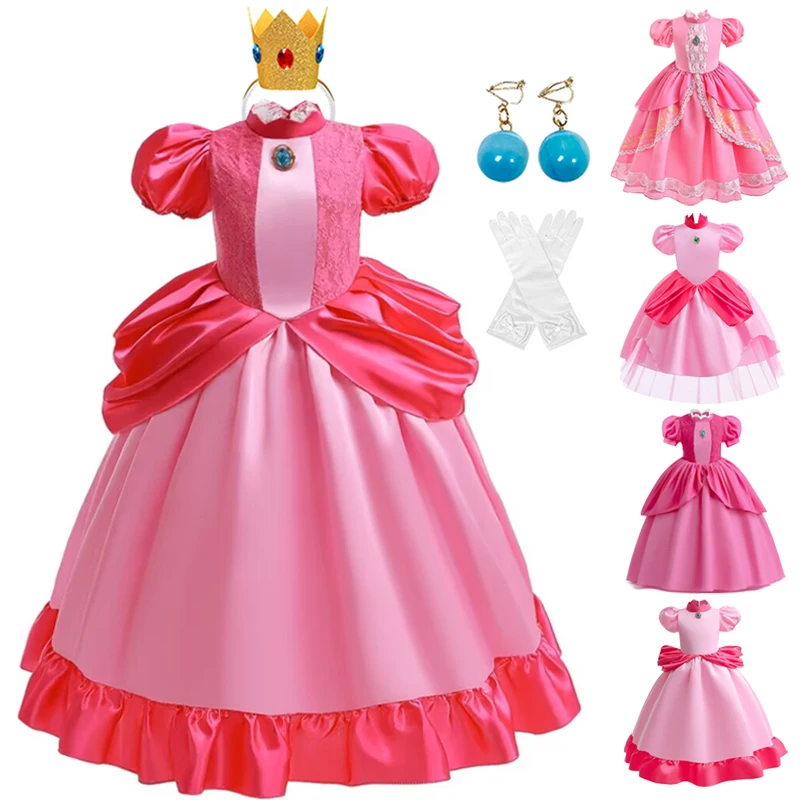 

Платье принцессы персикового цвета для ролевых игр, Женская игра, женский костюм, костюм для детей 3-10 лет + аксессуары