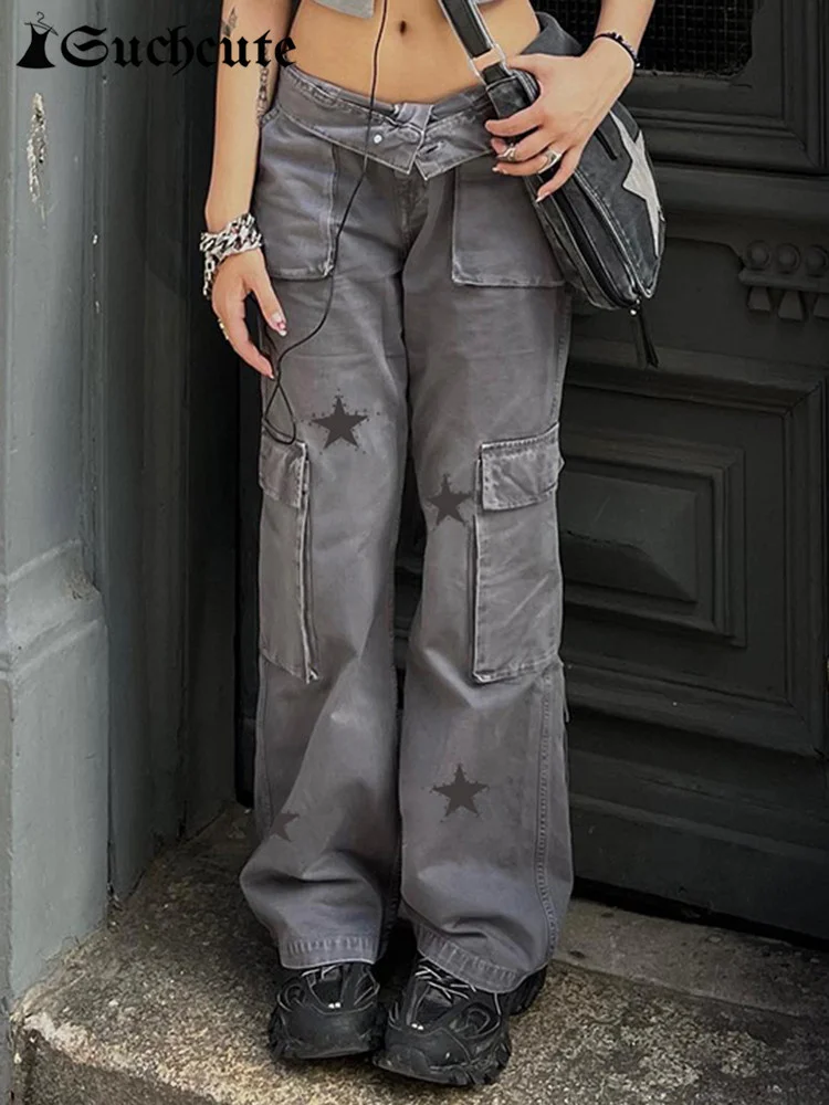 Y2K Streetwear Pockets Up Cargo Jeans Gray Star Print Low Rise Gothic Straight Pants Denim Grunge Baggy Pant Vintage
Y2K Streetwear Pockets Up Cargo Jeans Gray Star Print Low Rise Gothic Straight Pants Denim Grunge Baggy Pant Vintage