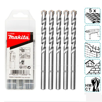 Makita Impact Drill Bits 5PCS Set 7X100MM Concrete Slabs Red Brick Wall Hole Punch For impact drill Strong Hardness Electric Pow