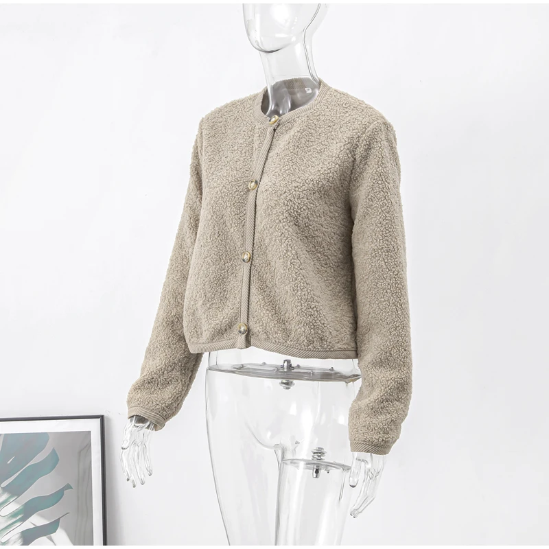 Lamb Wool Women Coat O-neck Long Sleeve Single Breasted Female Short Jacket, Autumn Winter Fashion, Loose Lady Outwear 8 Mallzona Sdc478ad883cc4549b9c4c4c85dbacb9bB Lamb Wool Women Coat O-neck Long Sleeve Single Breasted Female Short Jacket, Autumn Winter Fashion, Loose Lady Outwear Mallzona