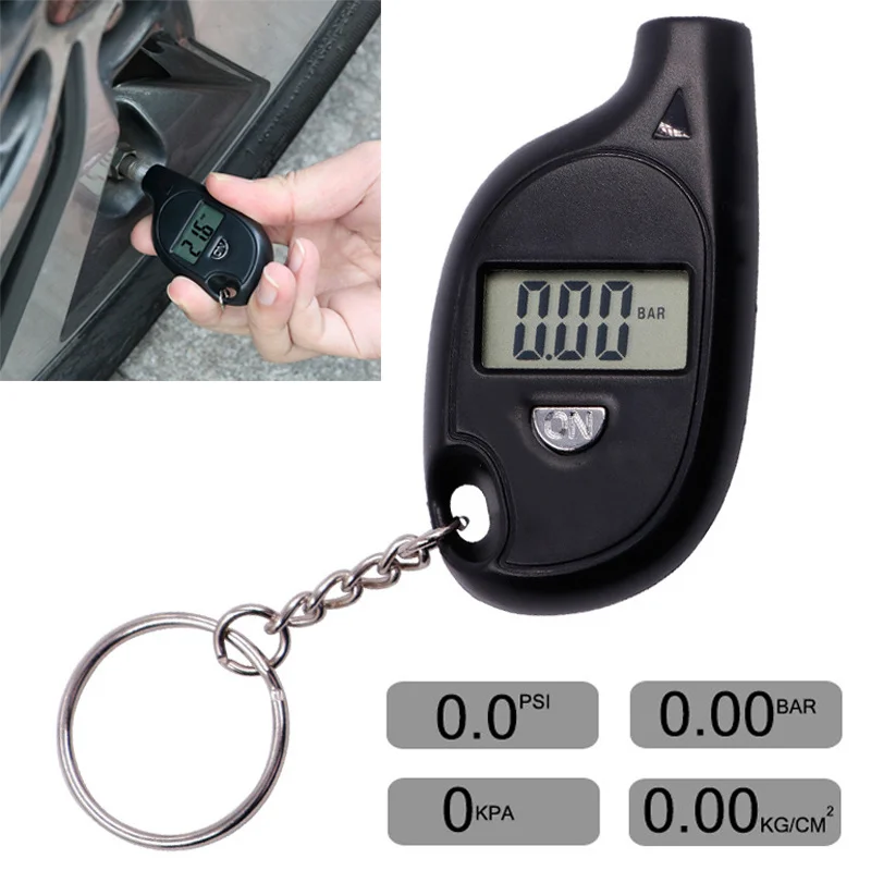 

Portable Keychain Tire Pressure Gauge Digital Display Car Motorcycle Tyre Pressure Detector LCD 5-100 PSI Tire Inspection Tools